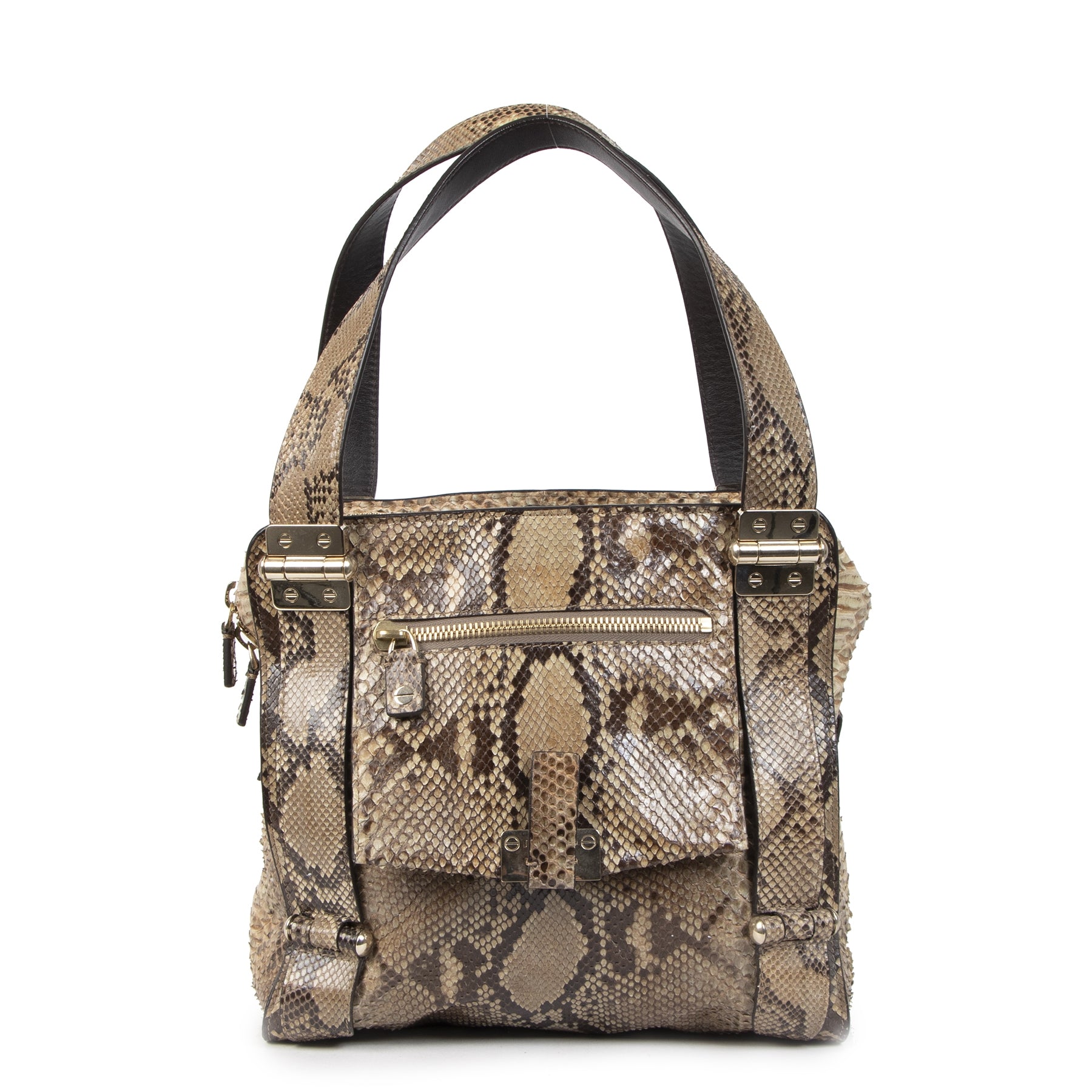 Authentieke Tweedehands Jimmy Choo Python Shoulder Bag juiste prijs veilig online shoppen luxe merken webshop winkelen Antwerpen België mode fashion