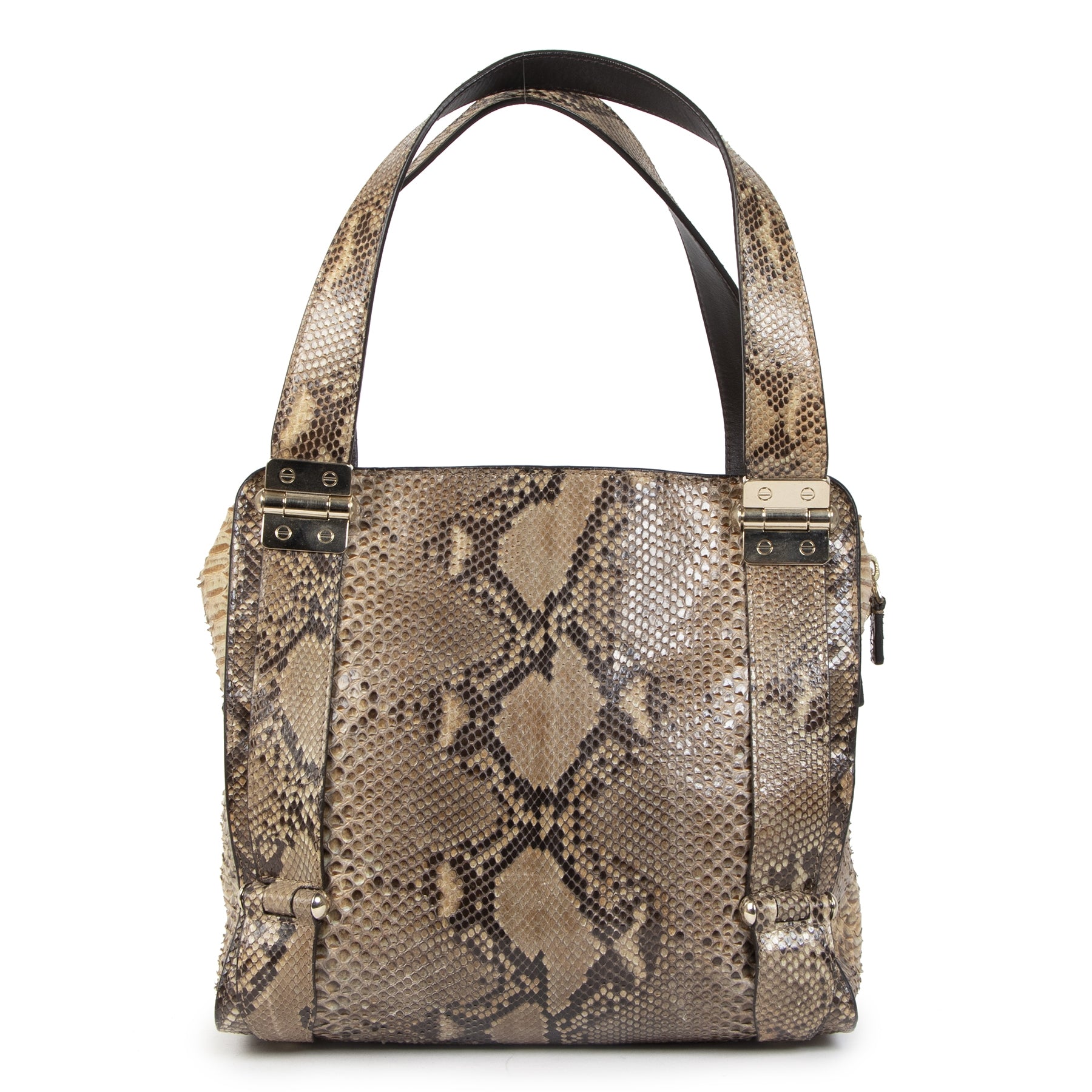 Authentieke Tweedehands Jimmy Choo Python Shoulder Bag juiste prijs veilig online shoppen luxe merken webshop winkelen Antwerpen België mode fashion