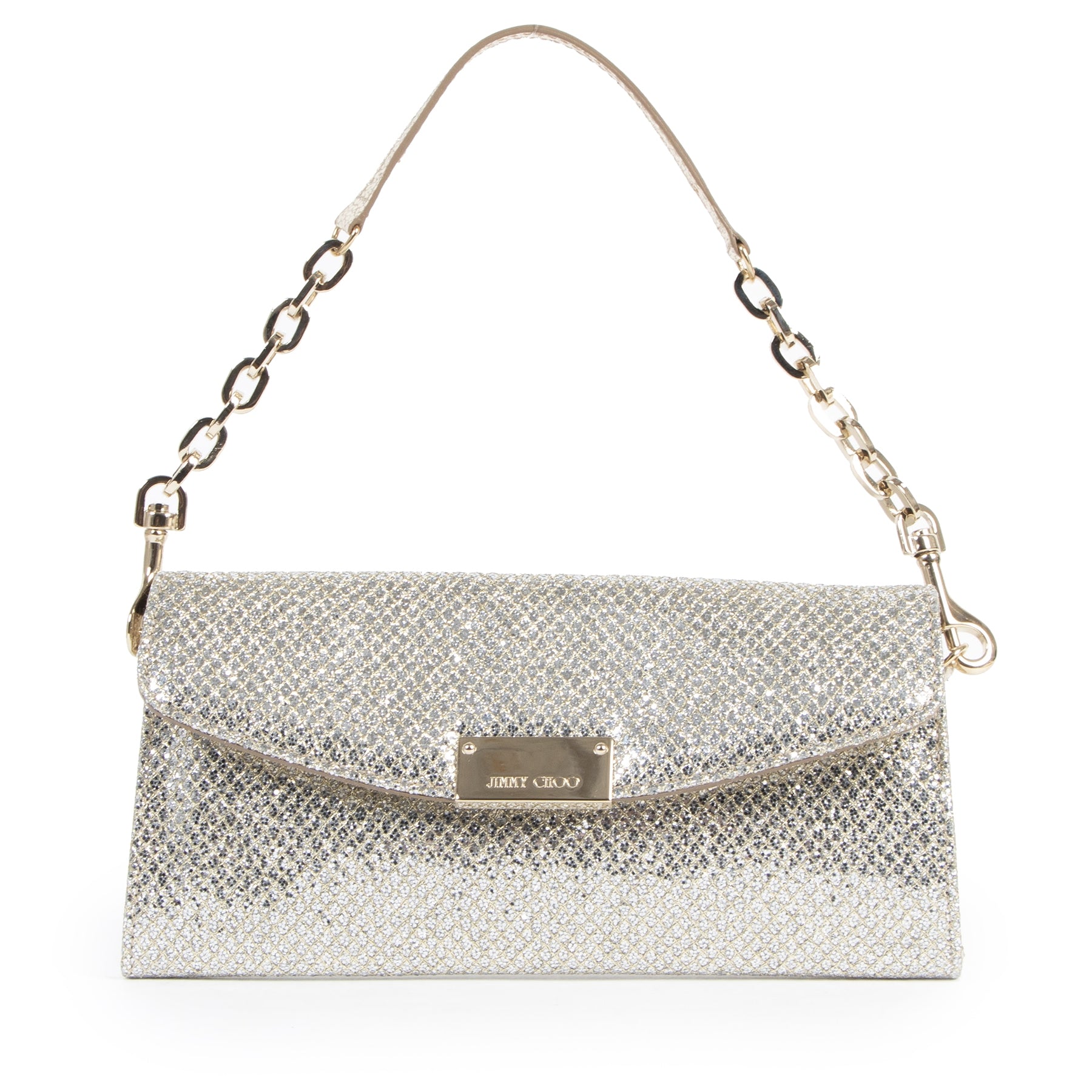 acheter en linge seconde main Jimmy Choo Silver Glitter Clutch
