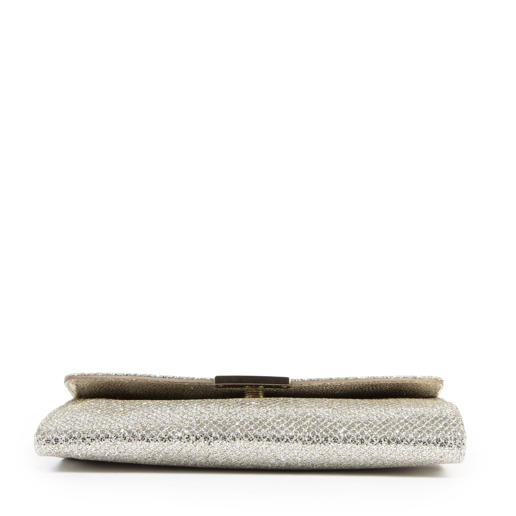 koop veilig online tegen de beste prijs Jimmy Choo Silver Glitter Clutch