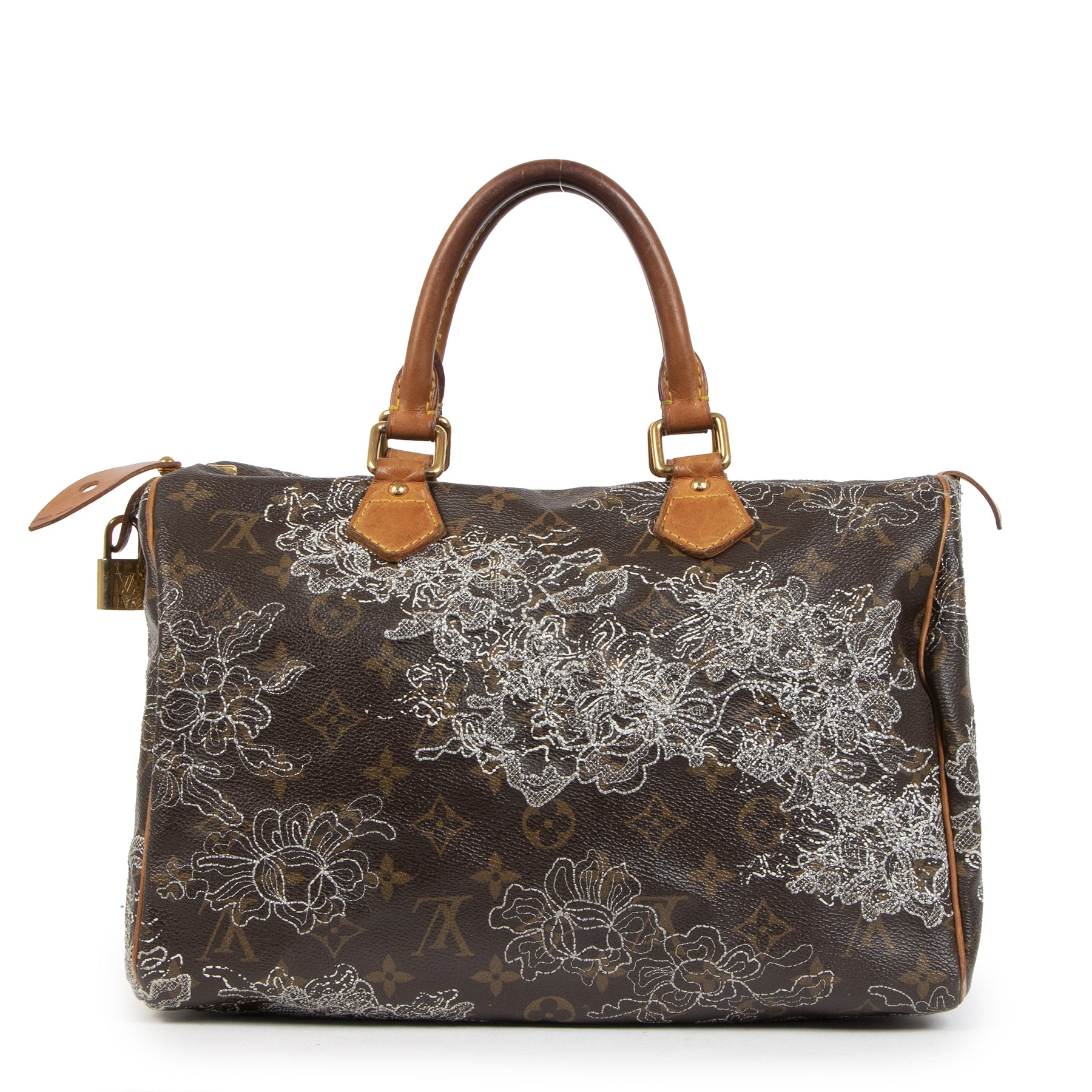 Authentic second-hand vintage Louis Vuitton Limited Edition Speedy Dentelle 30 Bag buy online webshop LabelLOV