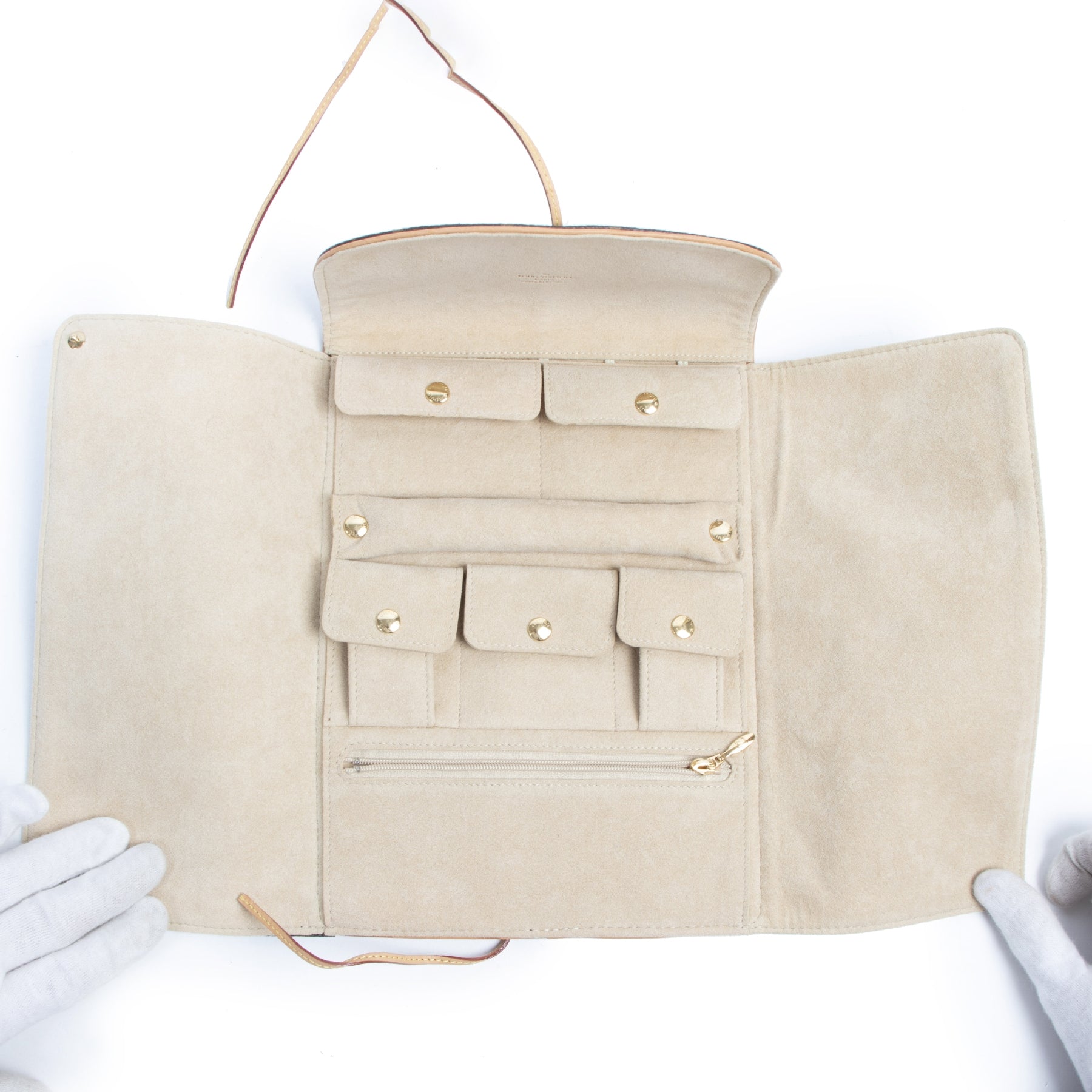 Authentieke tweedehands vintage Louis Vuitton Monogram Jewellery Travel Pouch koop online webshop LabelLOV