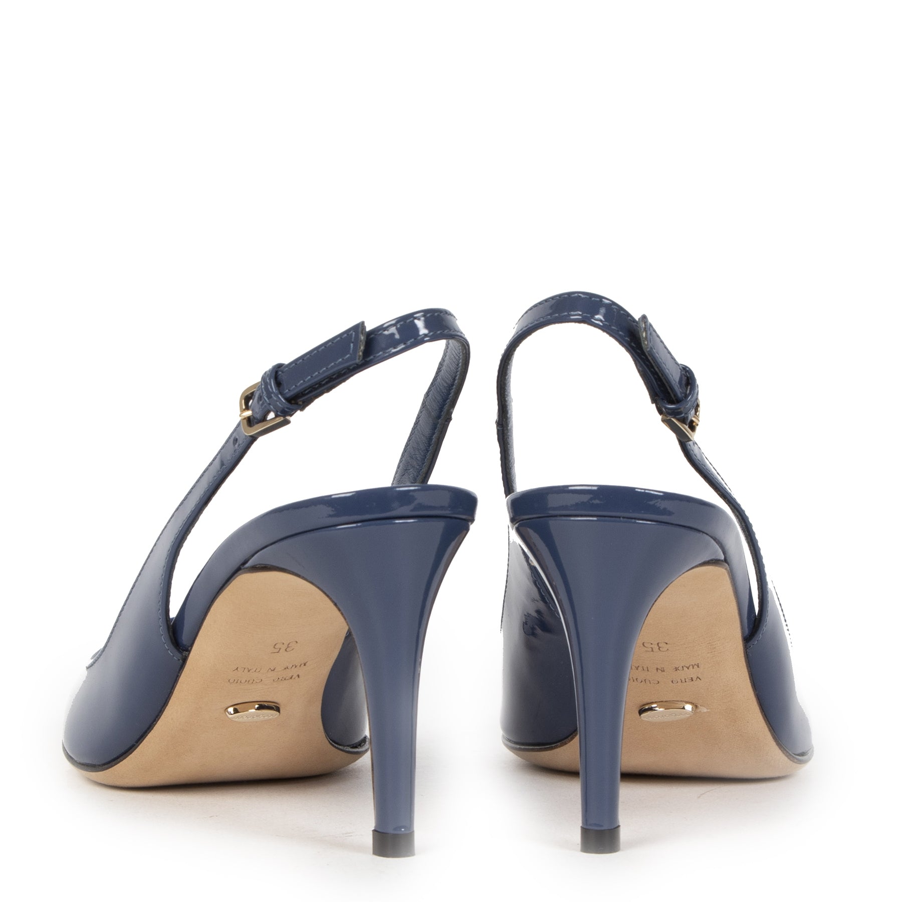 Authentieke Tweedehands Sergio Rossi Blue Patent Leather Heels - Size 35 juiste prijs veilig online shoppen luxe merken webshop winkelen Antwerpen België mode fashion