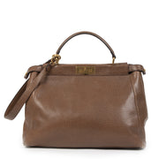 Fendi Peekaboo Large Pebbled and Patent Leather Bag