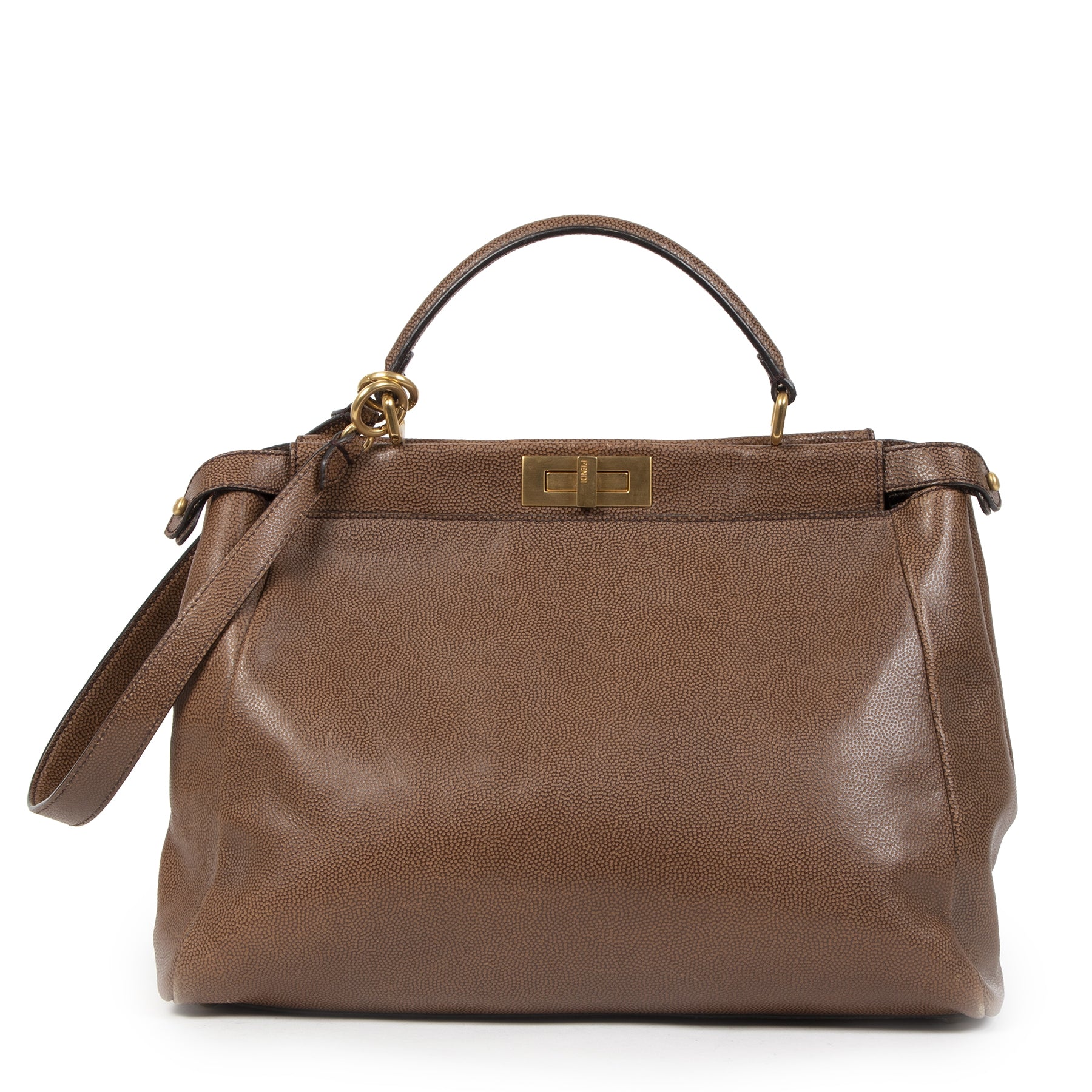 Fendi Peekaboo Large Pebbled and Patent Leather Bag