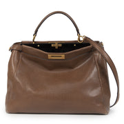 Fendi Peekaboo Large Pebbled and Patent Leather Bag