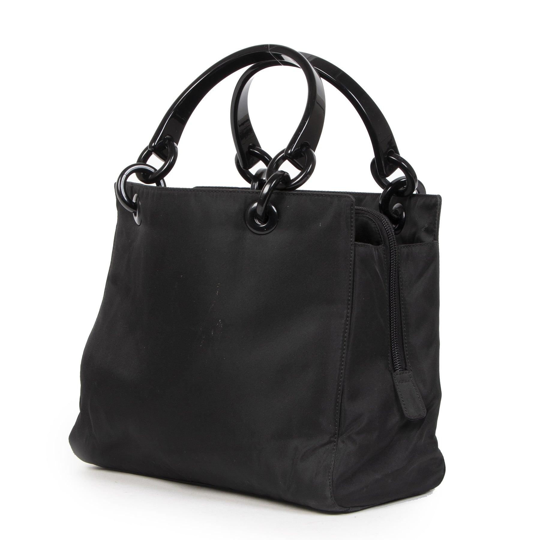 バッグ Prada Archive Plastic Handle Bag Black Prada Black Nylon Top Handle Bag – Labellov