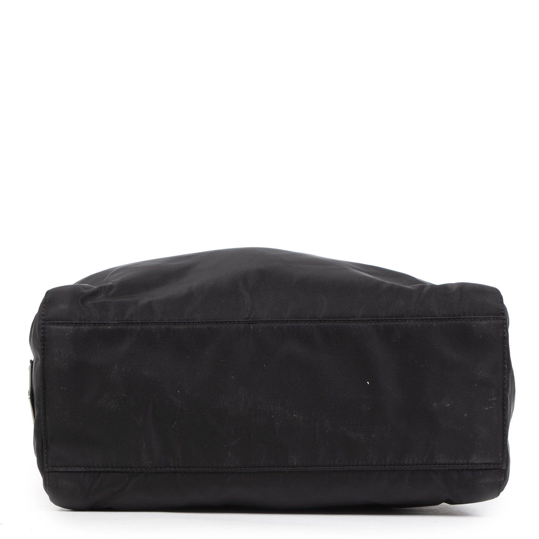 Authentieke tweedehands vintage Prada Black Nylon Top Handle Bag koop online webshop LabelLOV