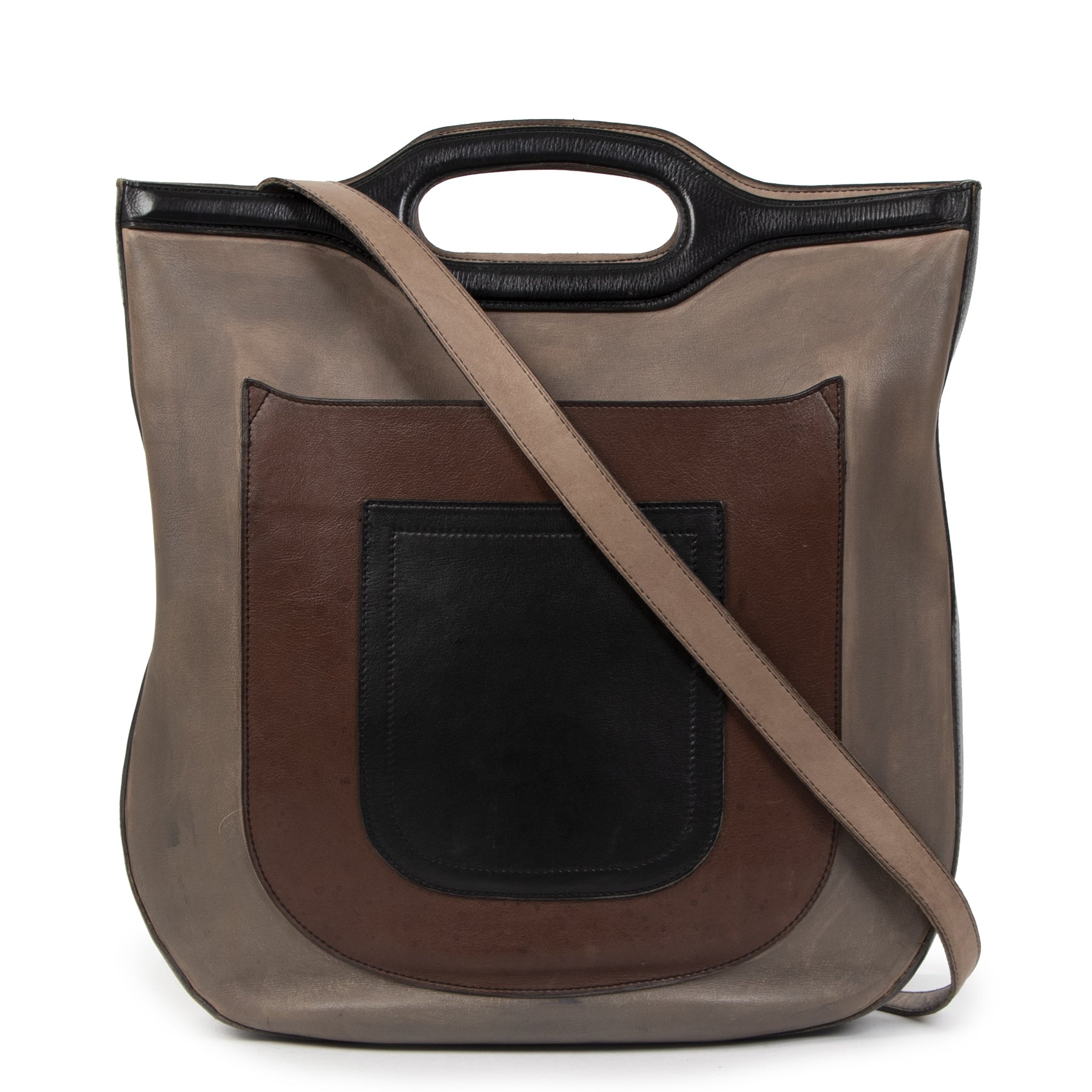 Authentic second-hand vintage Delvaux Tricolor Shoulder Bag buy online webshop LabelLOV