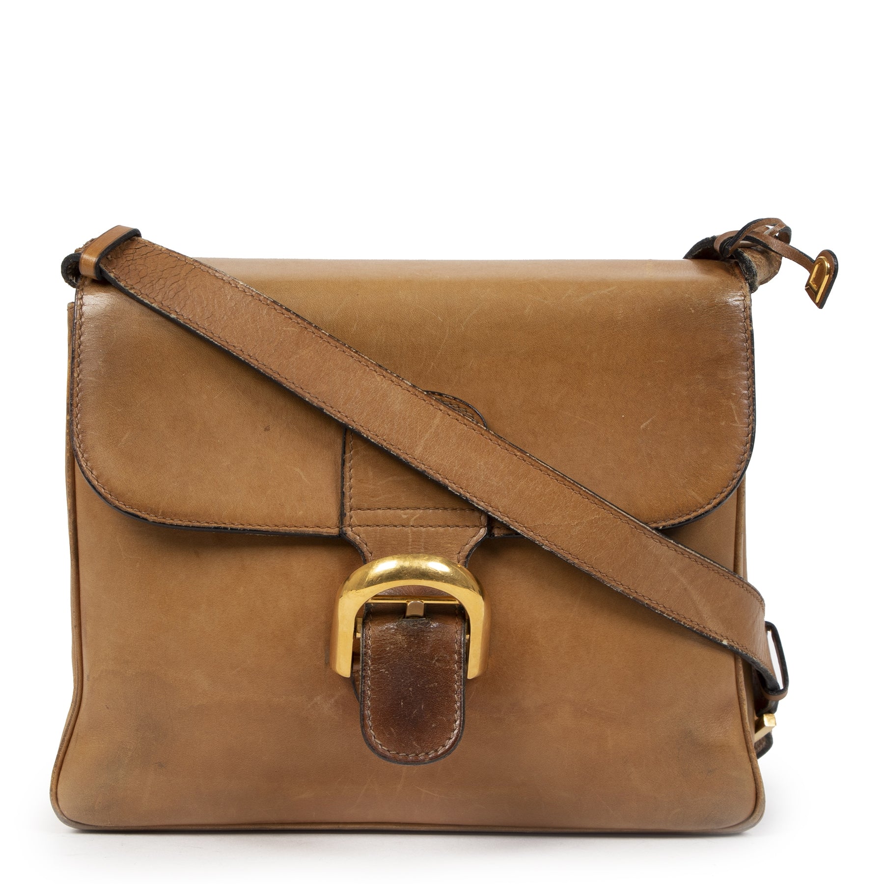 acheter en linge seconde main Delvaux Vintage Cognac Brillant Baudrier