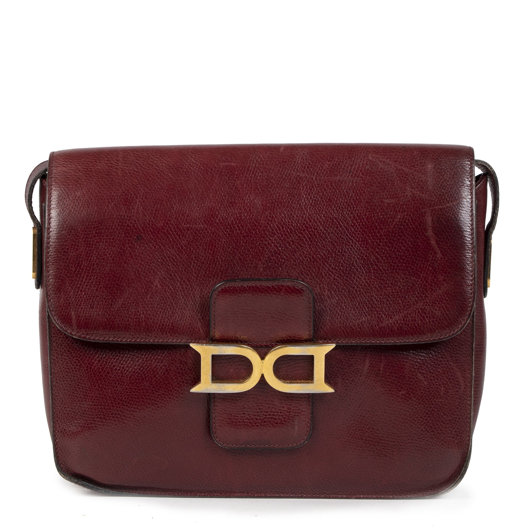 Authentic second-hand vintage Delvaux Burgundy Bourgogne Crossbody Bag buy online webshop LabelLOV