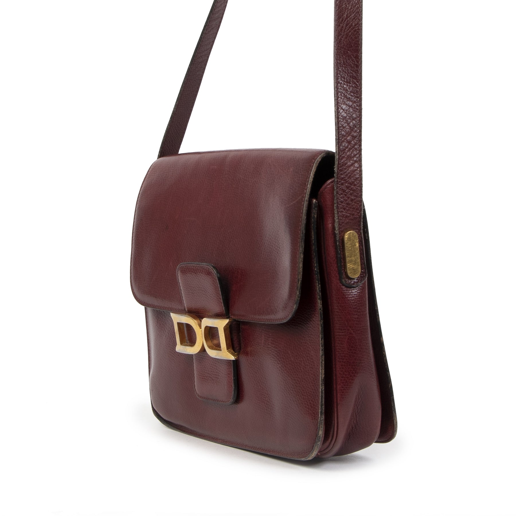 Authentic second-hand vintage Delvaux Burgundy Bourgogne Crossbody Bag buy online webshop LabelLOV