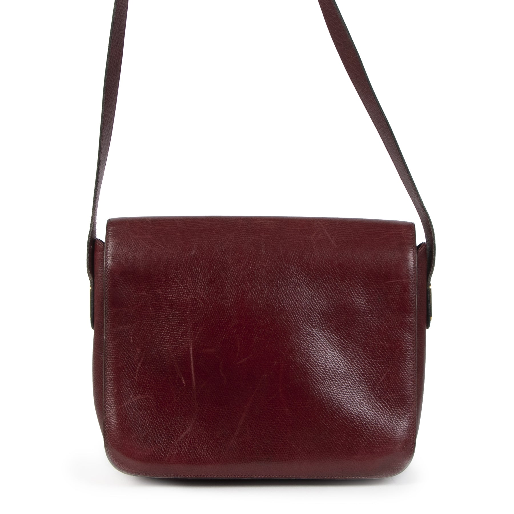 Authentique seconde-main vintage Delvaux Burgundy Bourgogne Crossbody Bag achète en ligne webshop LabelLOV