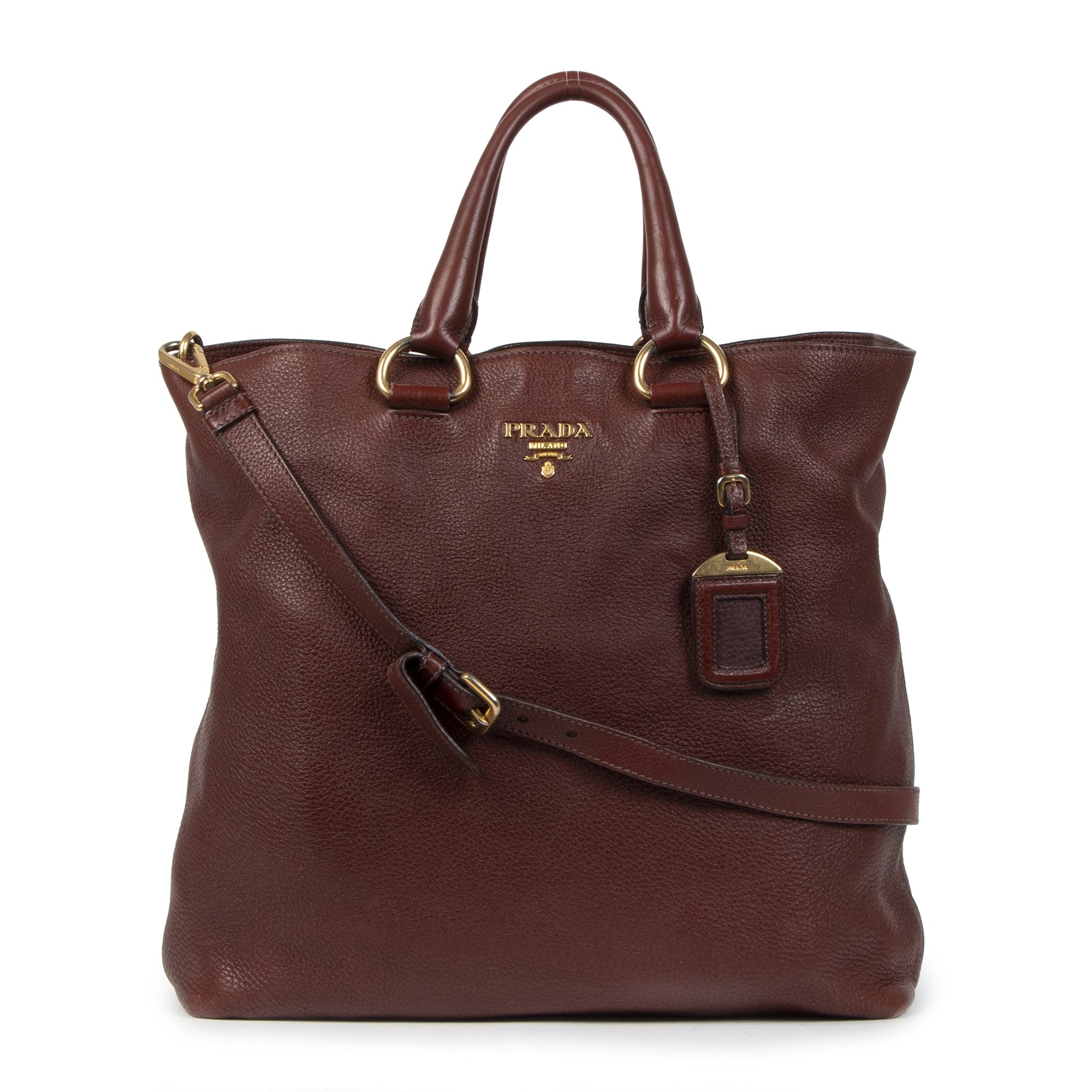 Prada Daino Burgundy Tote Bag for the best price at Labellov secondhand luxury