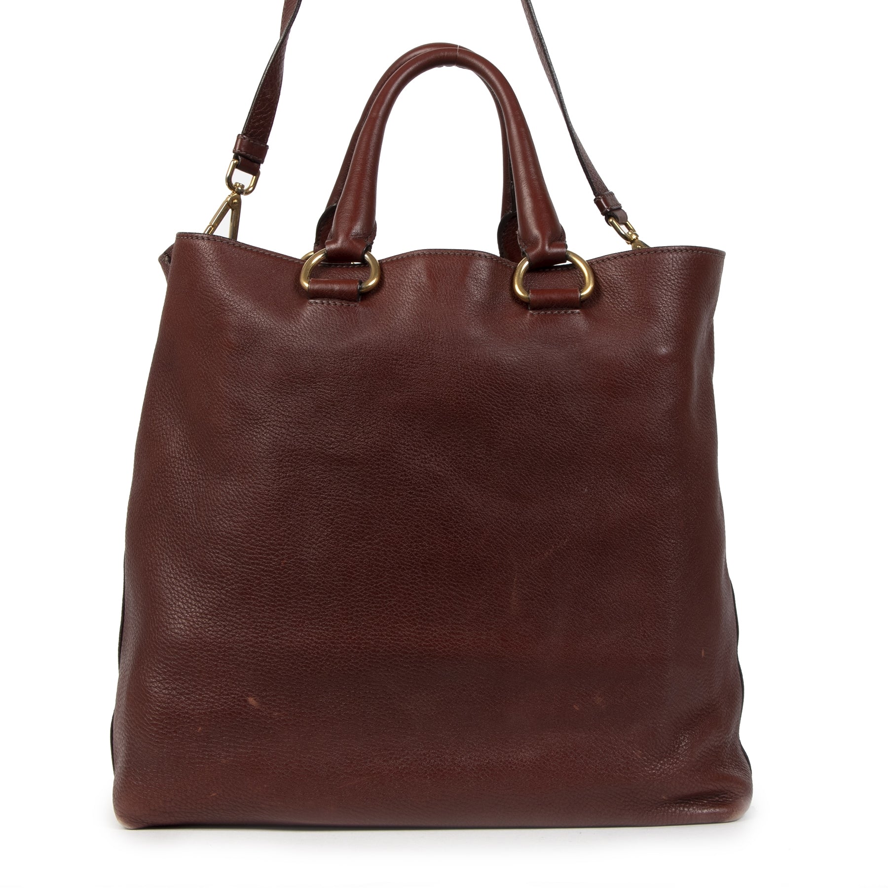 We buy and sell your authentic Prada Daino Burgundy Tote Bag for the best price