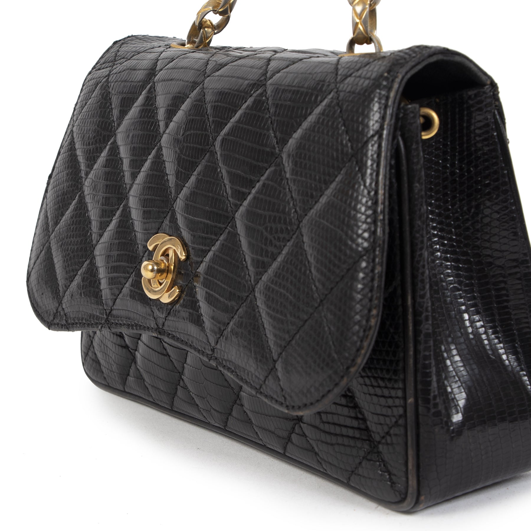Chanel Vintage Black Lizard Evening Bag veilig online