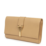 Authentic secondhand Saint Laurent Camel Leather Y Clutch designer bags fashion luxury vintage webshop safe secure online shopping