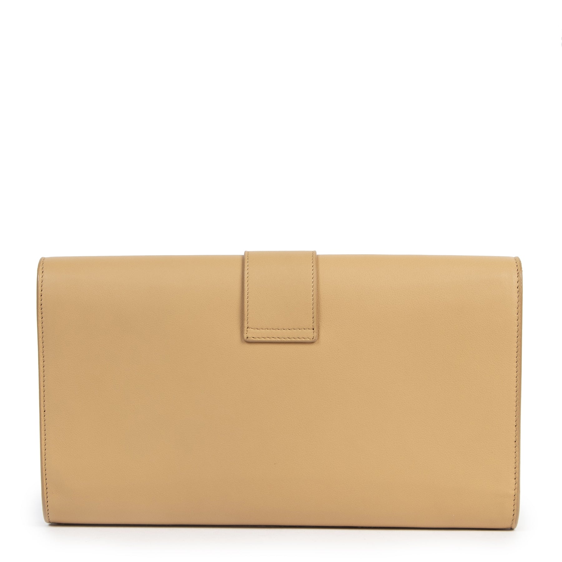 Authentieke Tweedehands Saint Laurent Camel Leather Y Clutch juiste prijs veilig online shoppen luxe merken webshop winkelen Antwerpen België mode fashion
