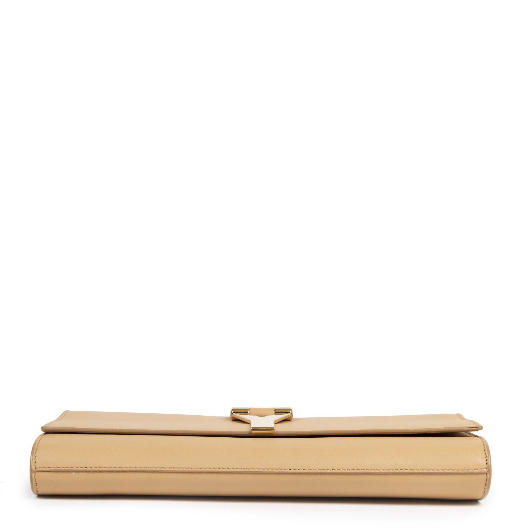 Authentic secondhand Saint Laurent Camel Leather Y Clutch designer bags fashion luxury vintage webshop safe secure online shopping