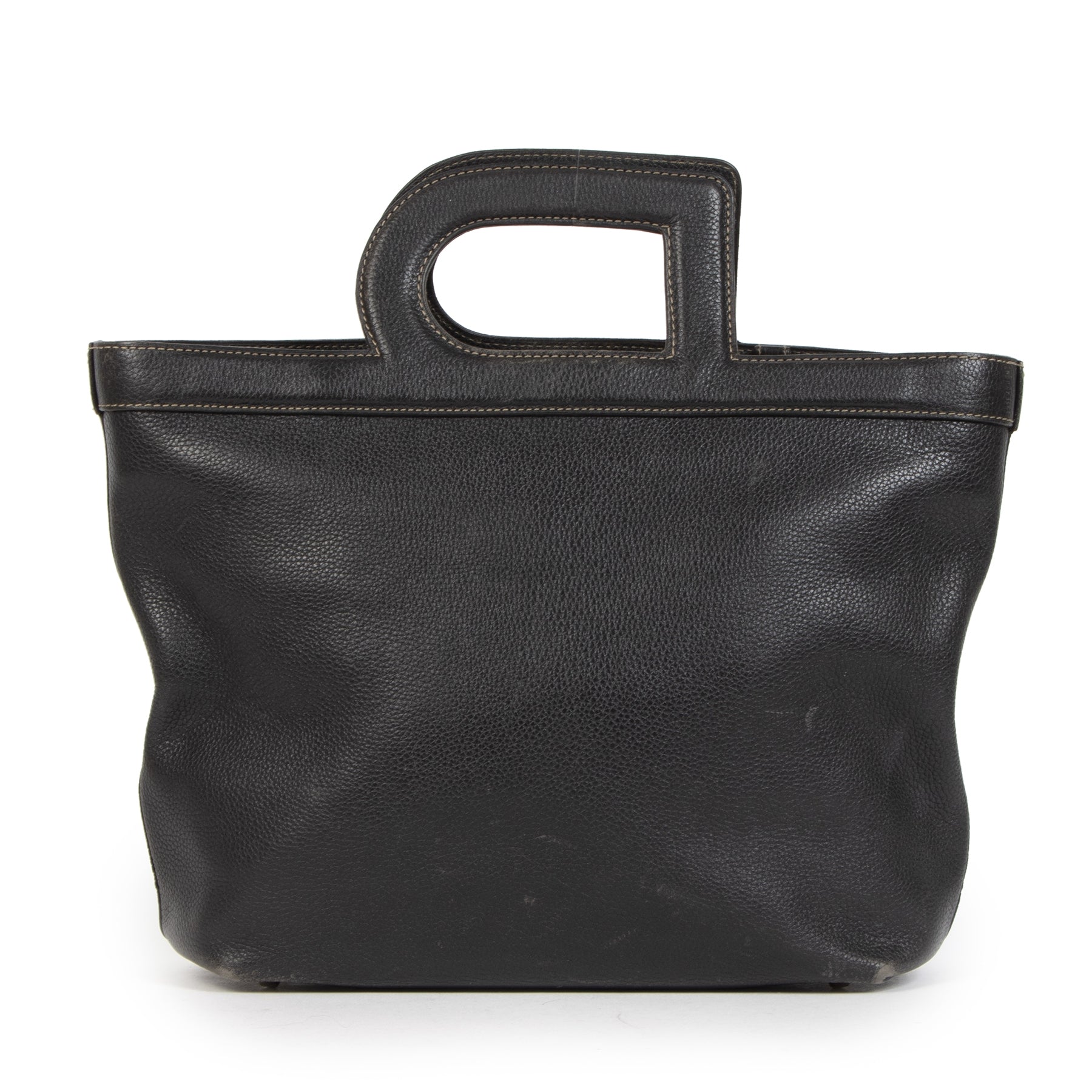 Authentique seconde-main vintage Delvaux Black D Top Handle Bag achète en ligne webshop LabelLOV