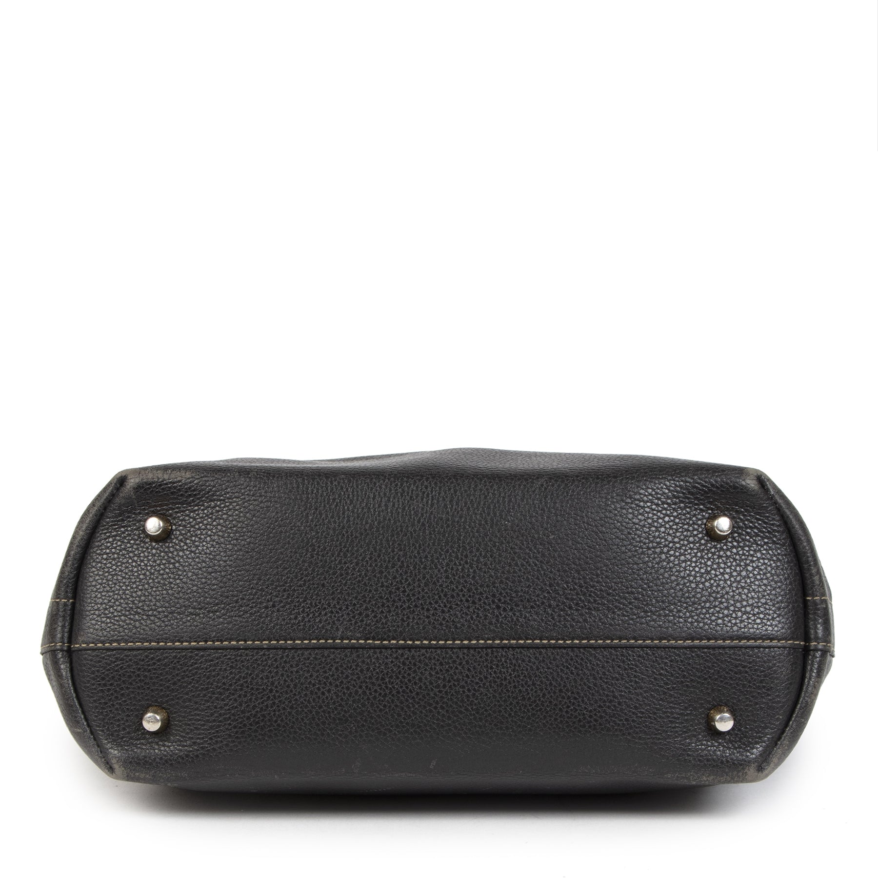 Authentic second-hand vintage Delvaux Black D Top Handle Bag buy online webshop LabelLOV