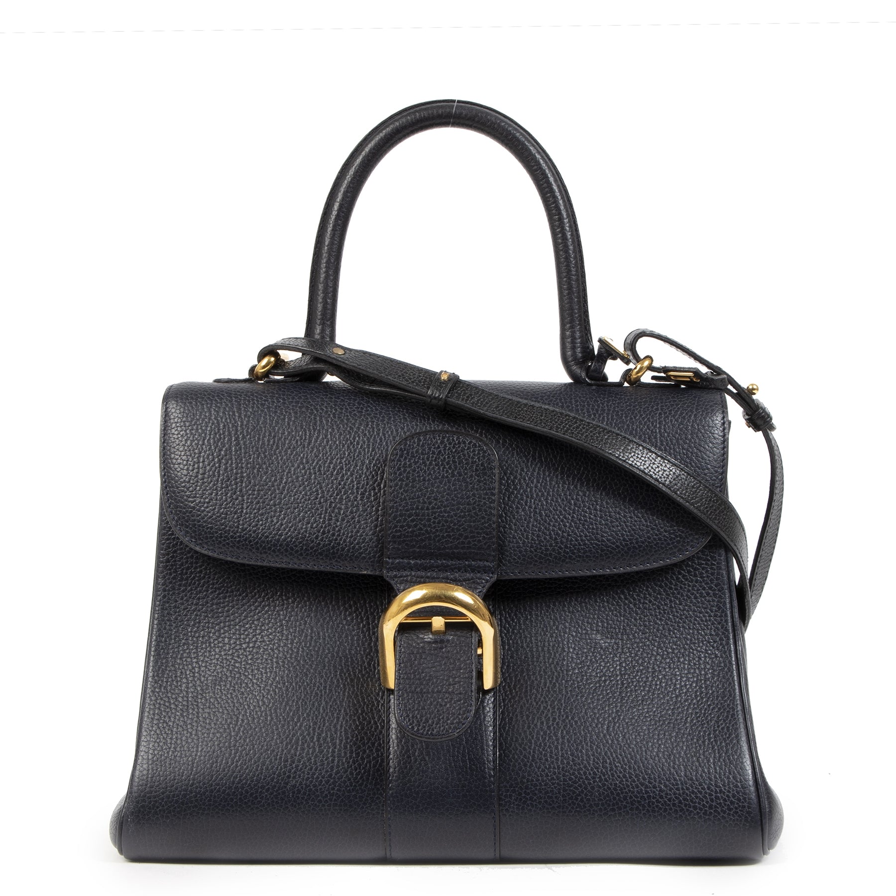 Koop authentieke Delvaux Dark Blue Brillant MM Bag bij labelLOV online webshop in alle veiligheid aan de juiste prijs luxe merken winkelen Antwerpen België
