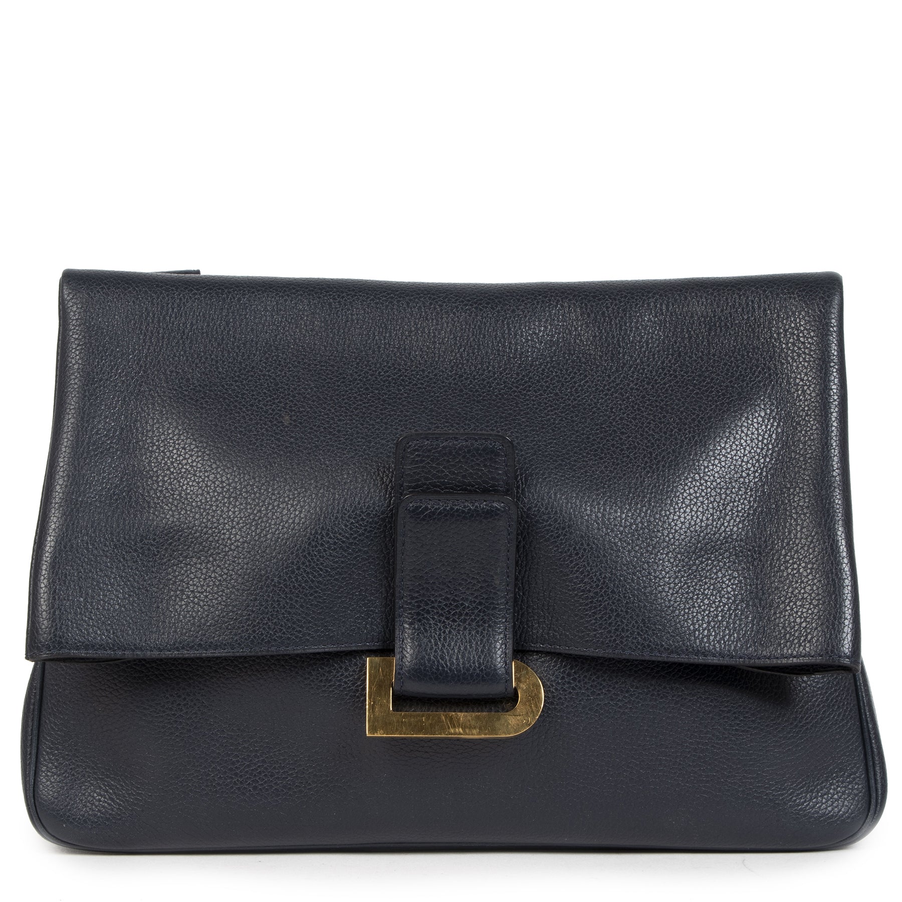 Authentic second-hand vintage Delvaux Blue Leather Crossbody Bag buy online webshop LabelLOV