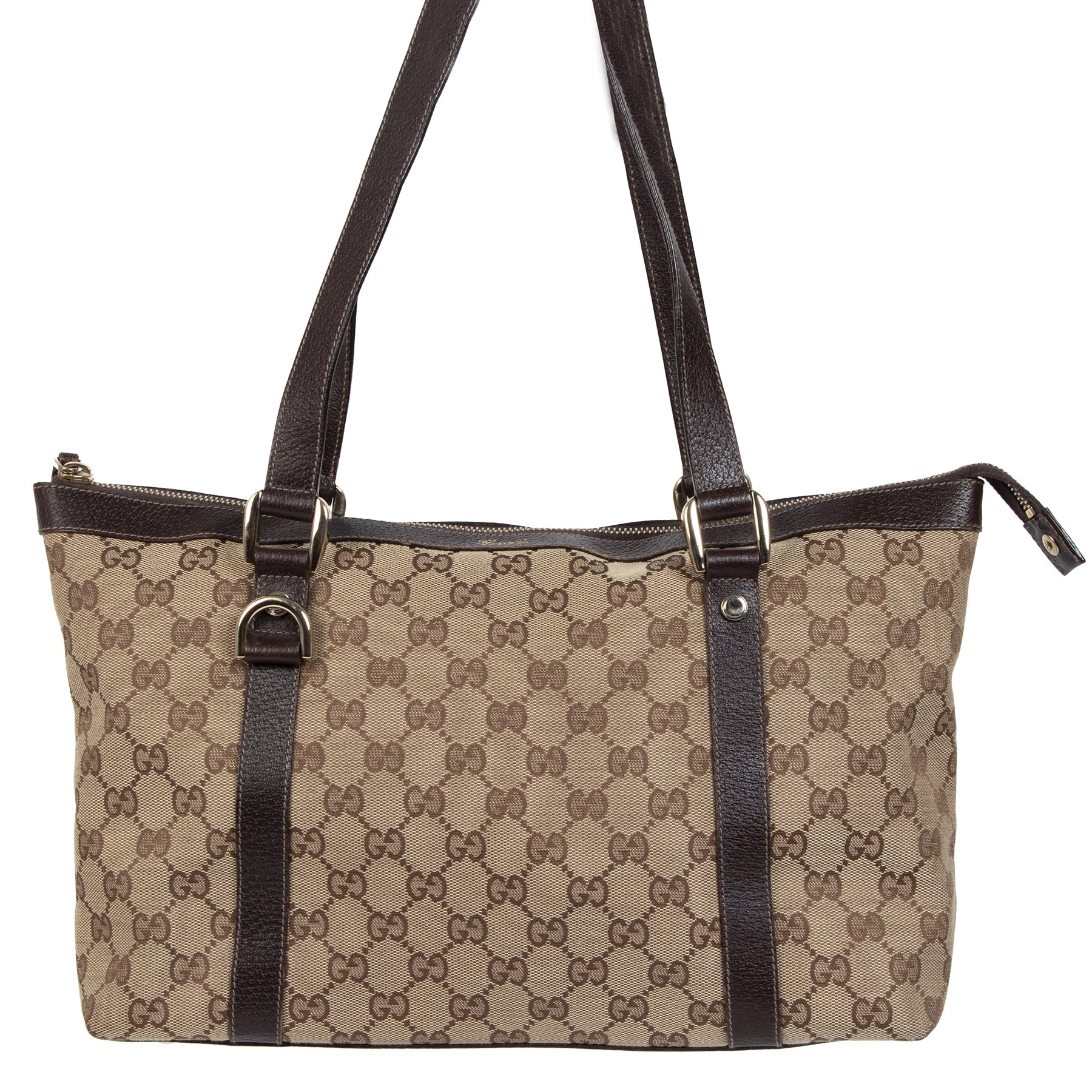 Authentic second-hand vintage Gucci Brown GG Shoulder Bag buy online webshop LabelLOV