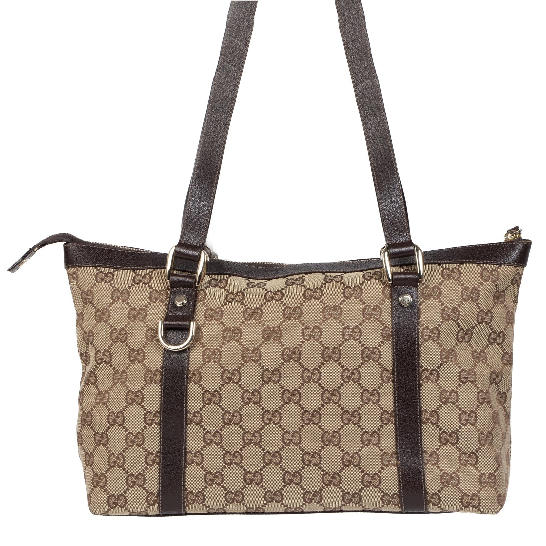 Authentic second-hand vintage Gucci Brown GG Shoulder Bag buy online webshop LabelLOV