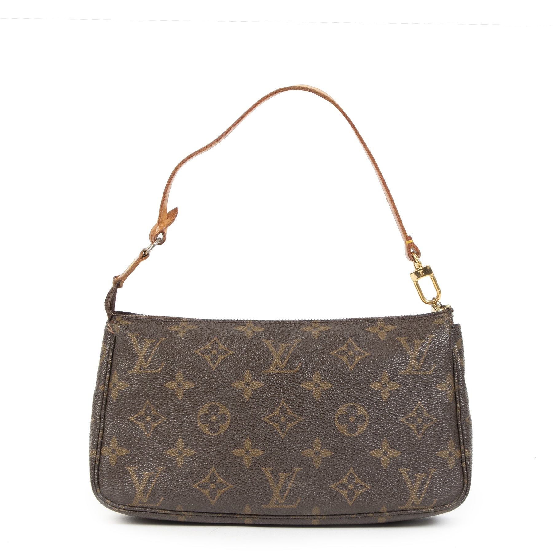 Authentieke Tweedehands Louis Vuitton Monogram Pochette juiste prijs veilig online shoppen luxe merken webshop winkelen Antwerpen België mode fashion designer merken Louis Vuitton monogram schoudertas pochette clutch