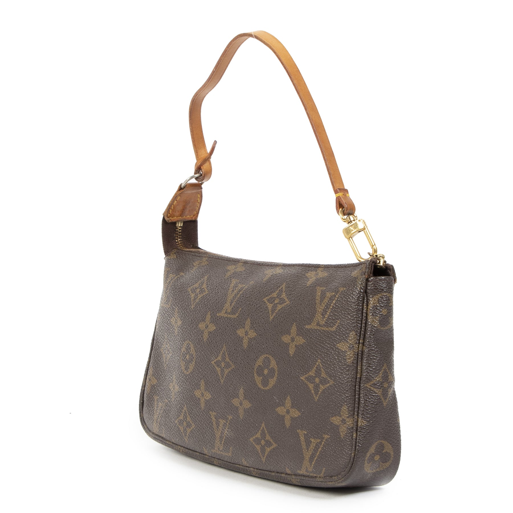 Authentieke Tweedehands Louis Vuitton Monogram Pochette juiste prijs veilig online shoppen luxe merken webshop winkelen Antwerpen België mode fashion designer merken Louis Vuitton monogram schoudertas pochette clutch
