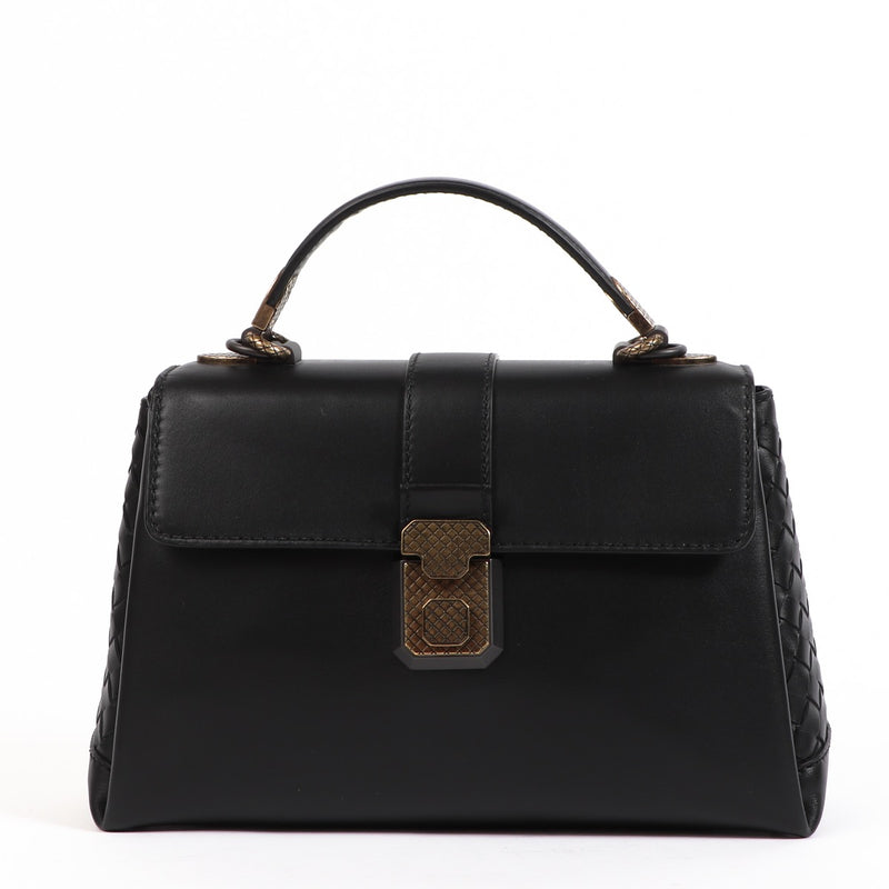 Buy an authentic second hand Bottega Veneta Black Intrecciato Piazza Crossbody Bag in very good condition at Labellov