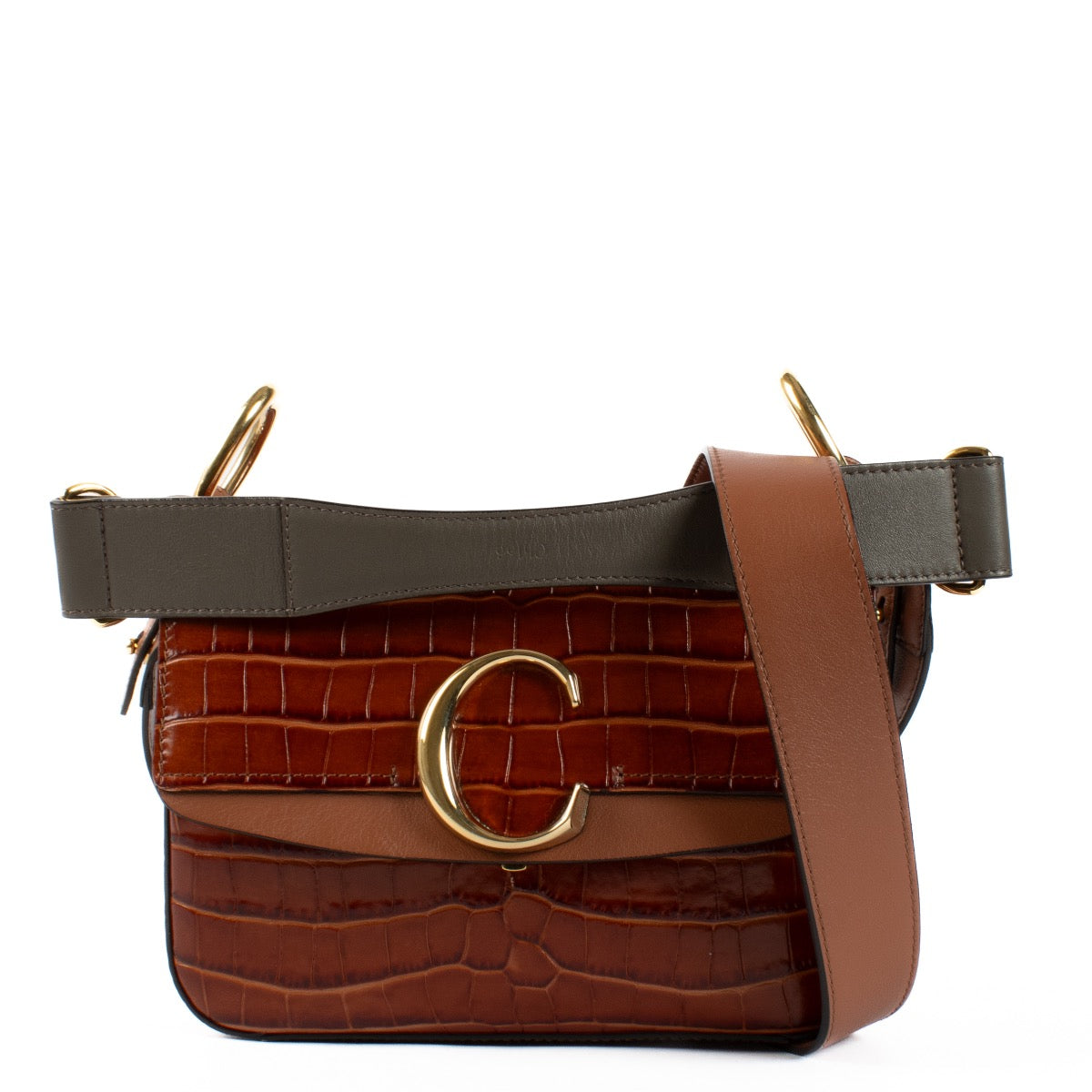 shop 100% authentic second hand Chloé Brown Crocodile Embossed Small C Bag on Labellov.com