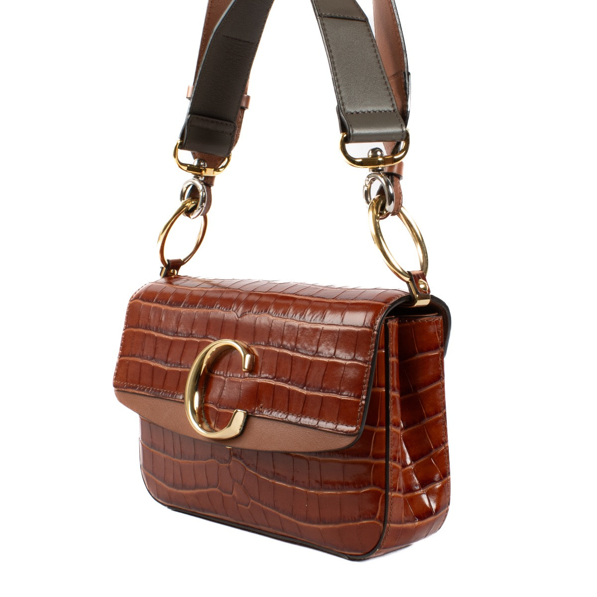 shop 100% authentic second hand Chloé Brown Crocodile Embossed Small C Bag on Labellov.com