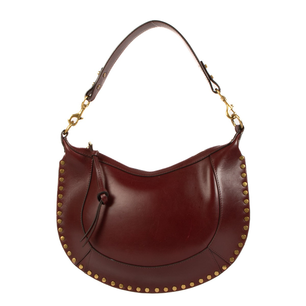 Isabel Marant Burgundy Leather Studded Naoko Hobo Bag
