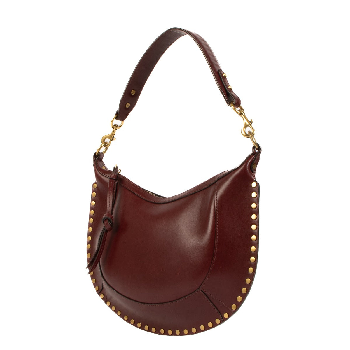 Isabel Marant Burgundy Leather Studded Naoko Hobo Bag