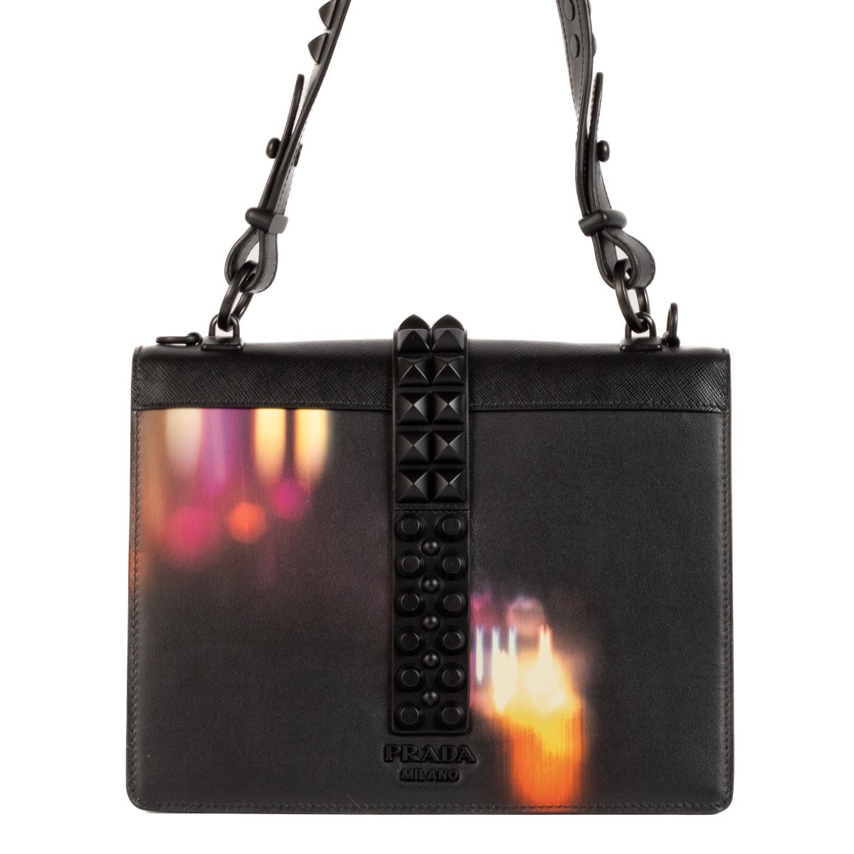 shop 100% authentic second hand Prada Saffiano City Lights Print Studded Elektra Shoulder Bag on Labellov.com