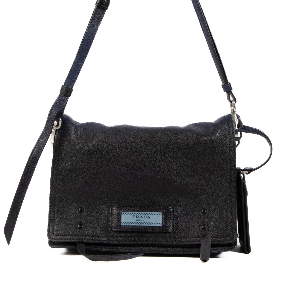 shop 100% authentic second hand Prada Blue Leather Small Etiquette Bag on Labellov.com