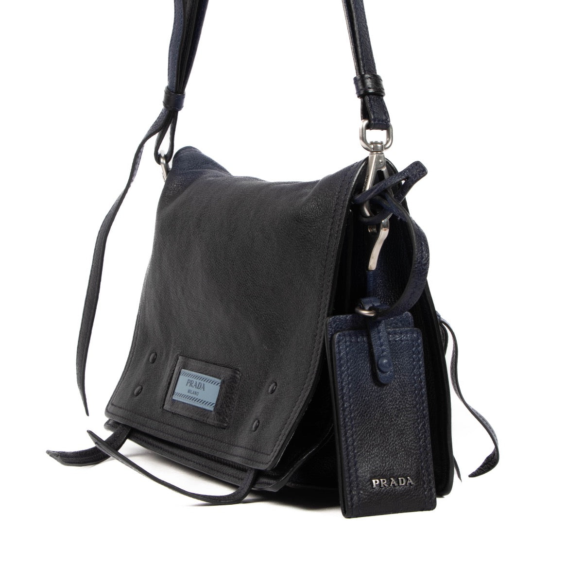 shop 100% authentic second hand Prada Blue Leather Small Etiquette Bag on Labellov.com