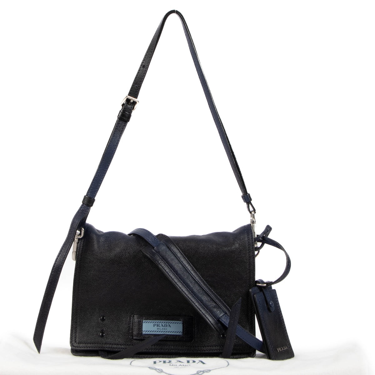 shop 100% authentic second hand Prada Blue Leather Small Etiquette Bag on Labellov.com