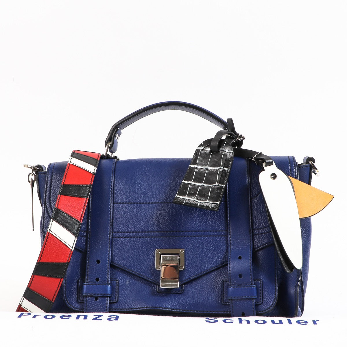 Buy an authentic Proenza Blue Leather Topstitch PS1 Medium Bag in very good condition at Labellov in Antwerp.