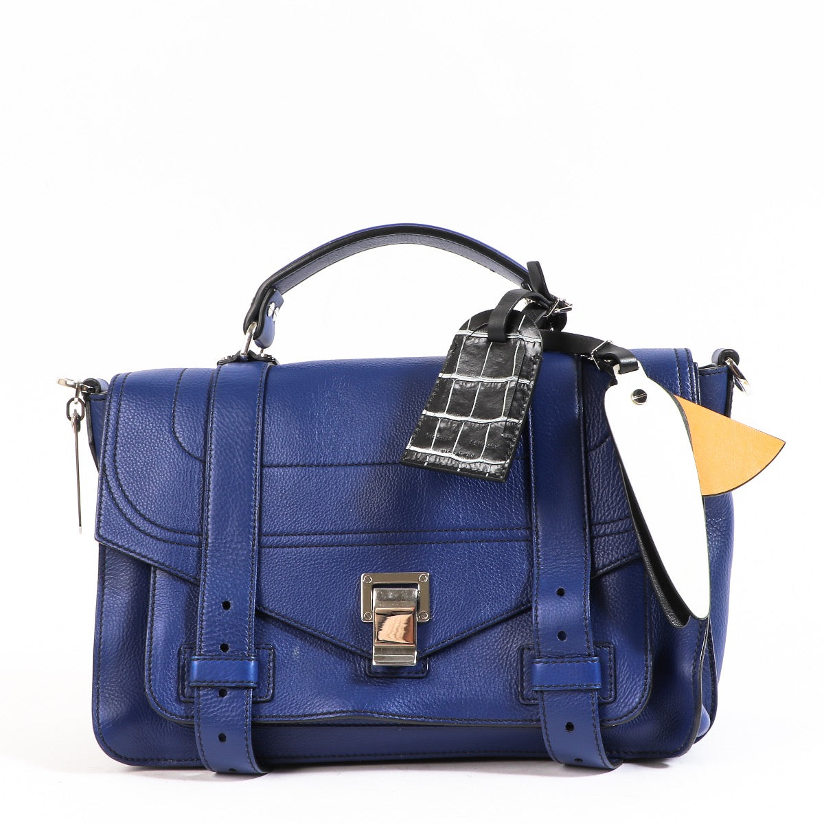 Buy an authentic Proenza Blue Leather Topstitch PS1 Medium Bag in very good condition at Labellov in Antwerp.
