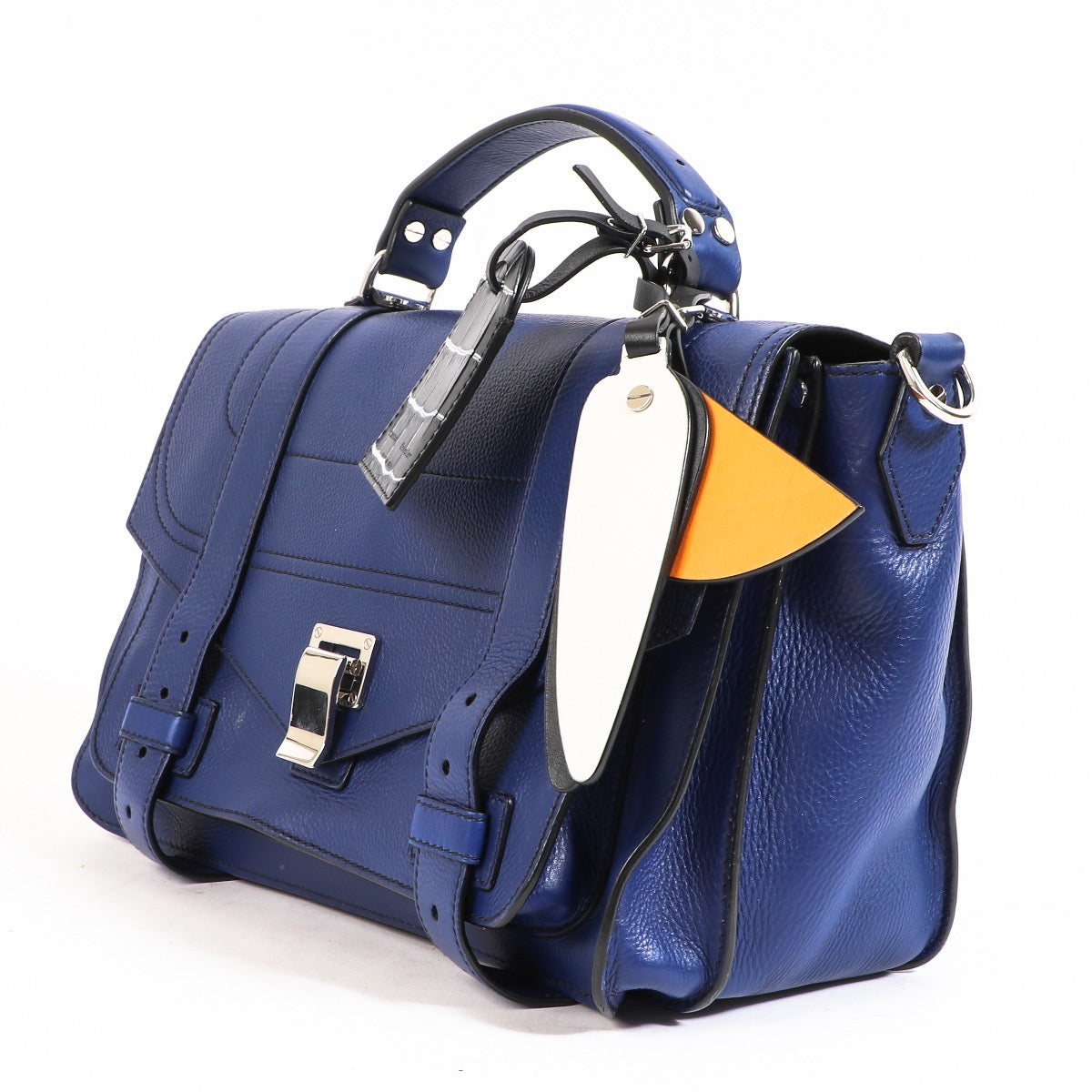 Buy an authentic Proenza Blue Leather Topstitch PS1 Medium Bag in very good condition at Labellov in Antwerp.