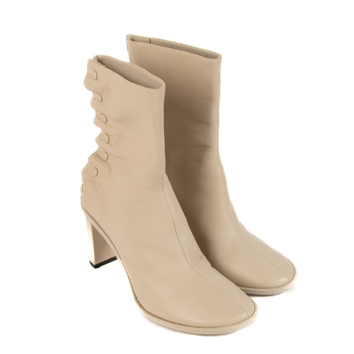 The Row Beige Lambskin Button Up Teatime Boots