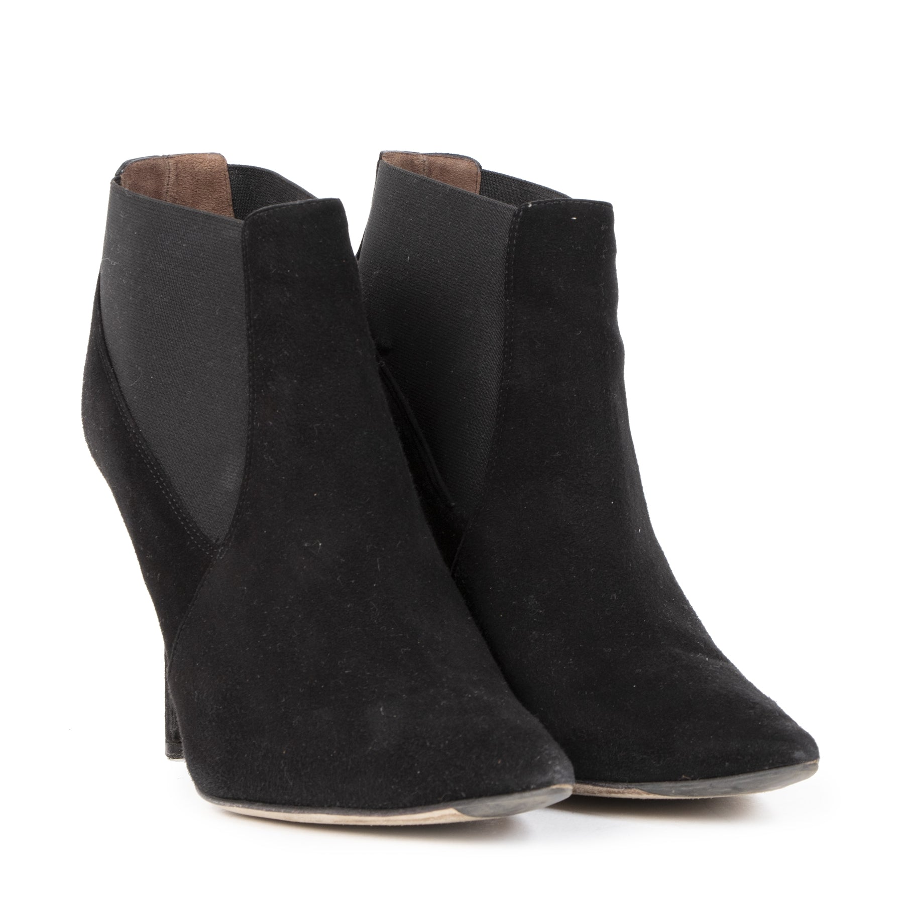 Authentieke Tweedehands Dolce & Gabbana Black Suede Ankle Booties - size 39,5 juiste prijs veilig online shoppen luxee merken webshop winkelen Antwerpen België mode fashion