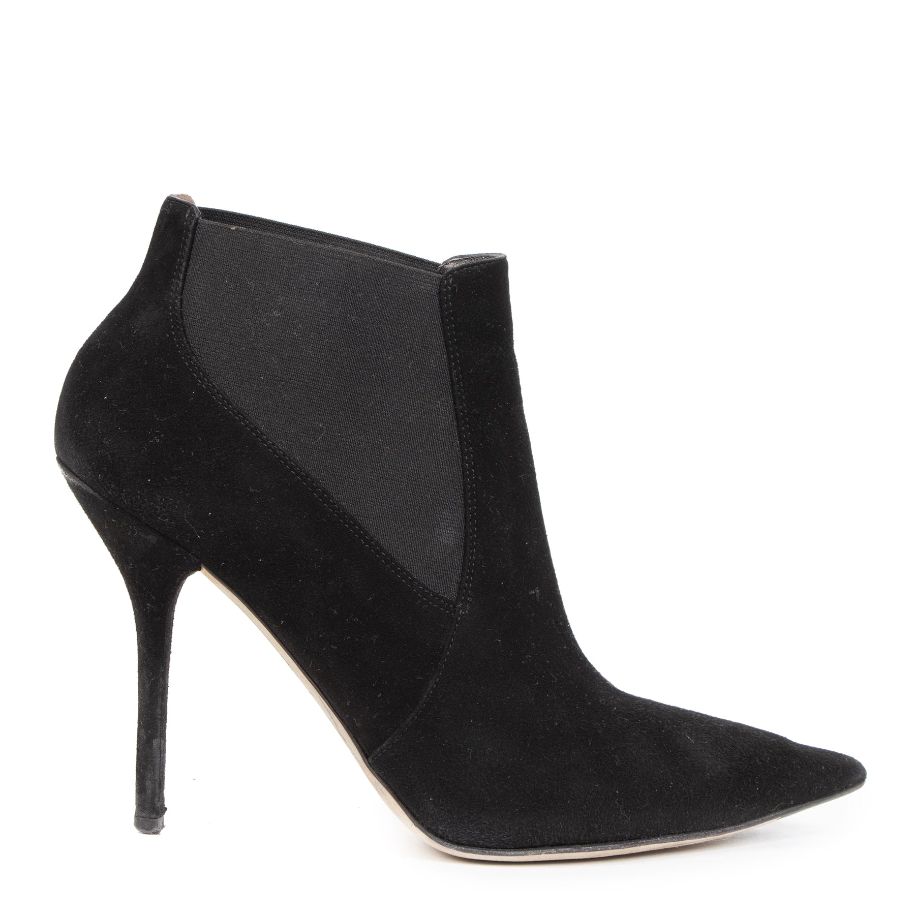 Authentic secondhand Dolce & Gabbana Black Suede Ankle Booties - size 39,5 designer shoes heels fashion luxury vintage webshop safe and secure online shopping worldwide shipping