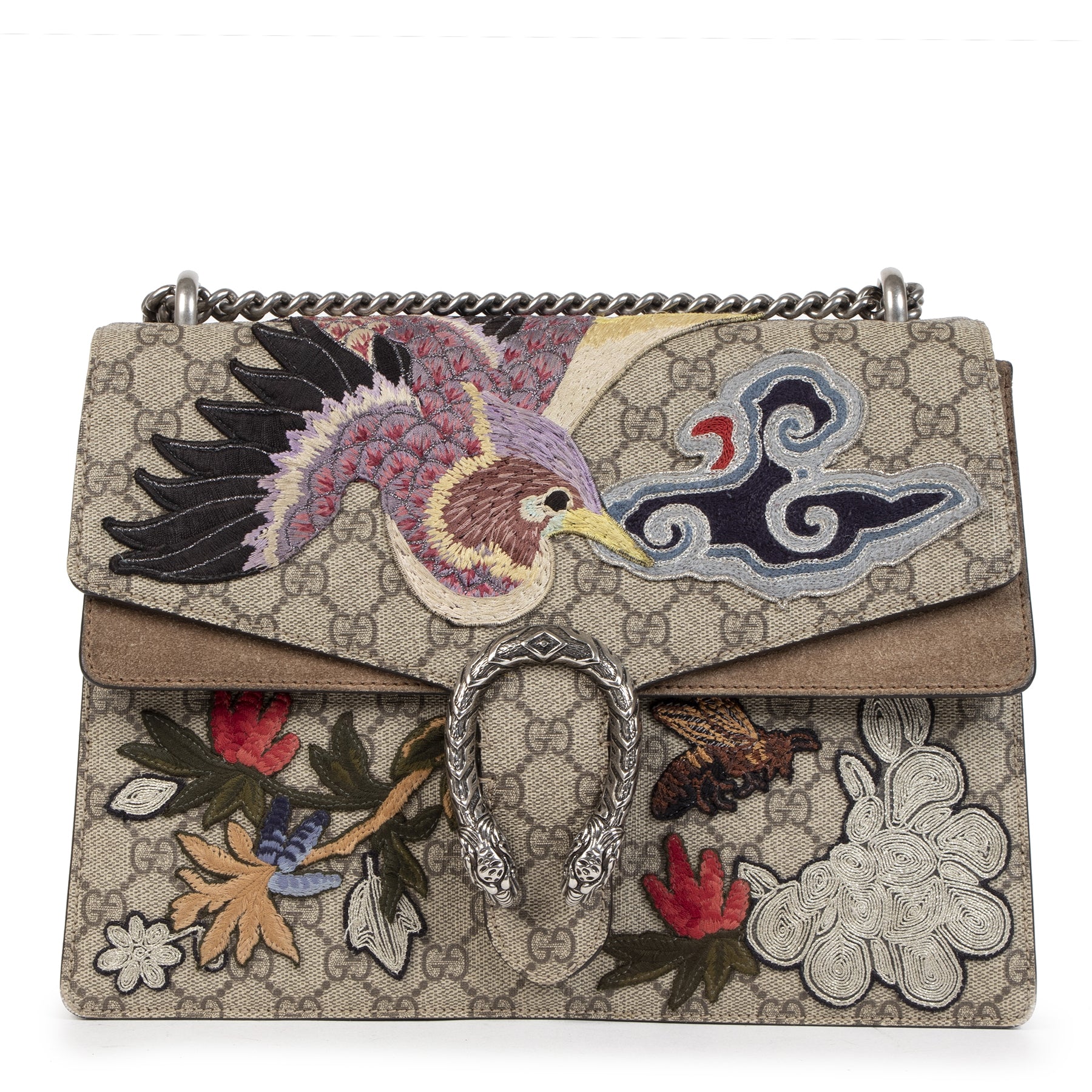 Gucci Medium Dionysus Bird Embroidered Shoulder Bag for the best price at Labellov secondhand luxury in Antwerp