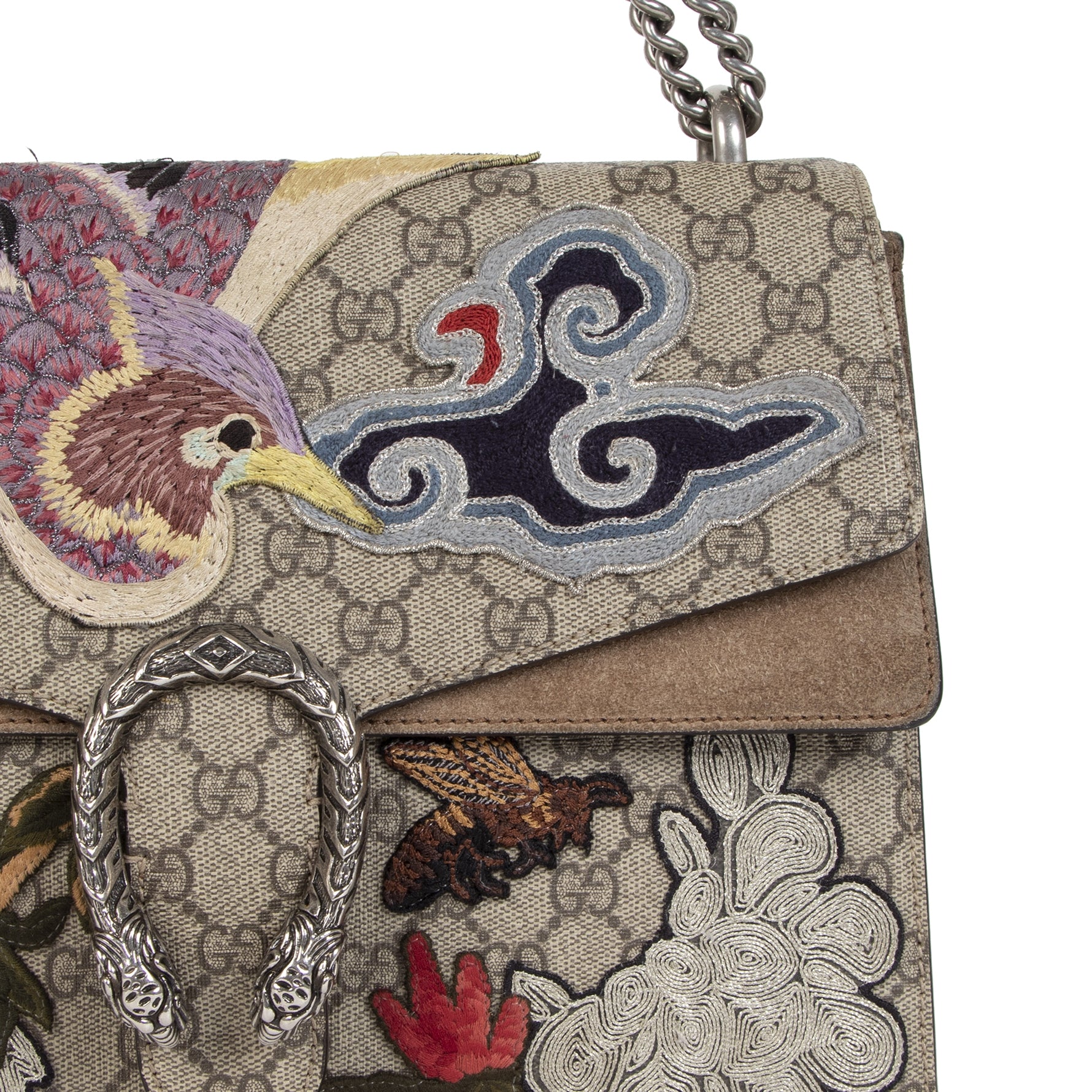 Gucci Medium Dionysus Bird Embroidered Shoulder Bag te koop