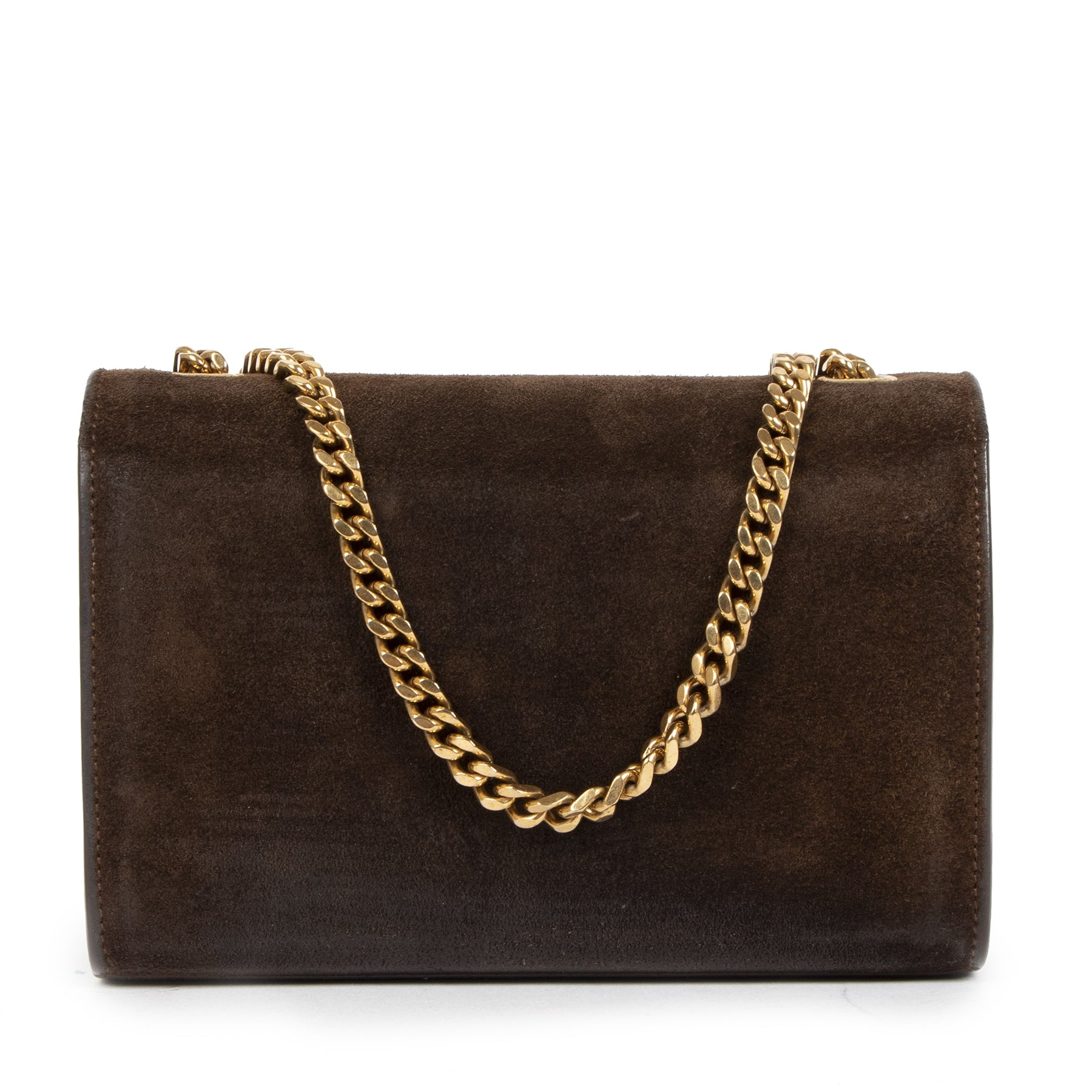 Authentieke Tweedehands Saint Laurent Brown Suede Small Classic Kate Tassel Satchel juiste prijs veilig online shoppen luxe merken webshop winkelen Antwerpen België mode fashion