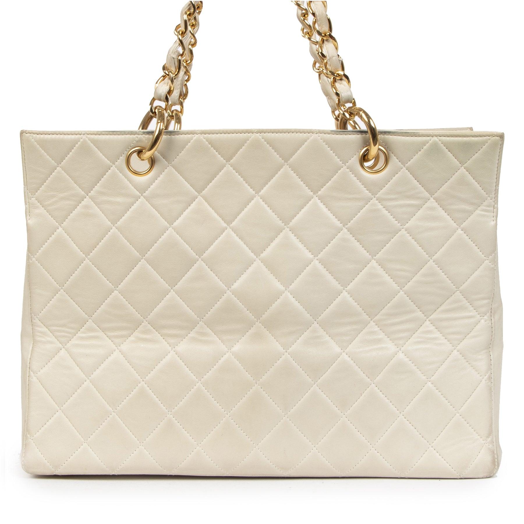 Authentic secondhand Chanel Cream Quilted Leather Grand Shopping Totedesigner bags fashion designer brands luxury vintage webshop safe secure online shopping worldwide shipping